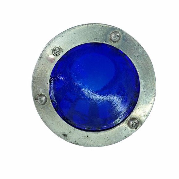 Kachina Candle Holder Cobalt Blue Glass Vase Tin Pewter Wrap Universal Pewter - Picture 9 of 14